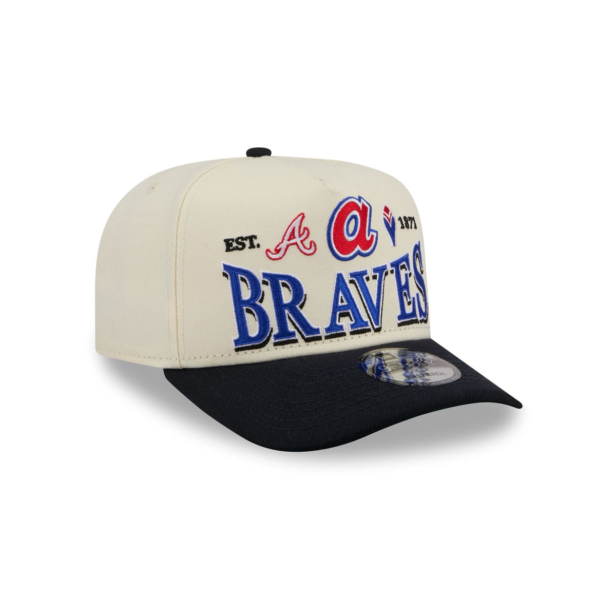 Atlanta Braves Three Hit Chrome White 9FIFTY A-Frame Snapback Hat