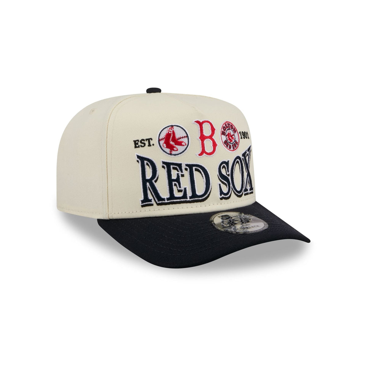 Boston Red Sox Three Hit Chrome White 9FIFTY A-Frame Snapback Hat