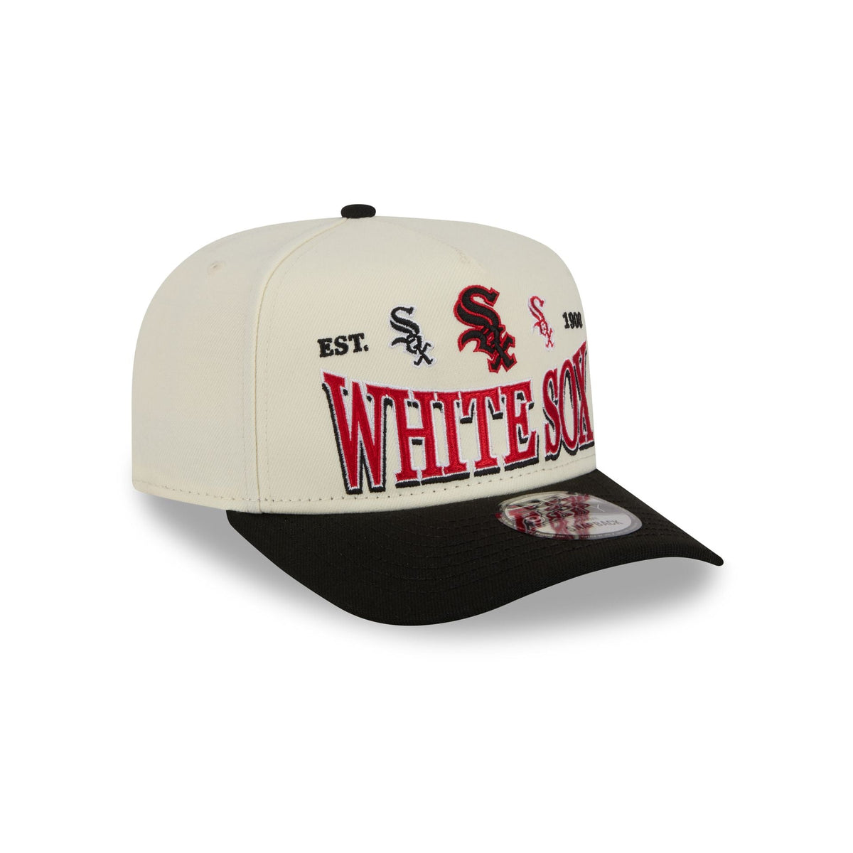 Chicago White Sox Three Hit Chrome White 9FIFTY A-Frame Snapback Hat
