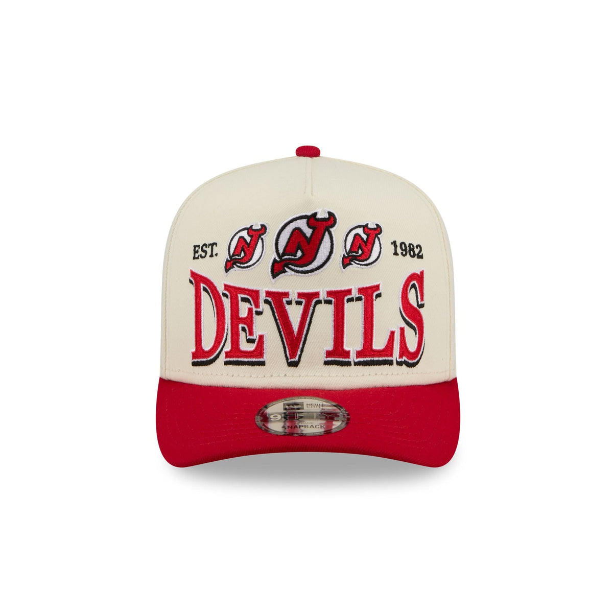 New Jersey Devils Three Hit Chrome White 9FIFTY A-Frame Snapback Hat