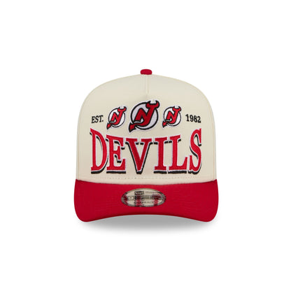 New Jersey Devils Three Hit Chrome White 9FIFTY A-Frame Snapback Hat