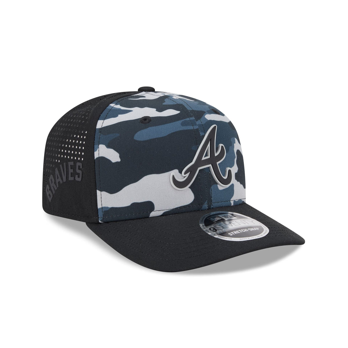 Atlanta Braves Black Camo Performance 9SEVENTY Stretch-Snap Hat