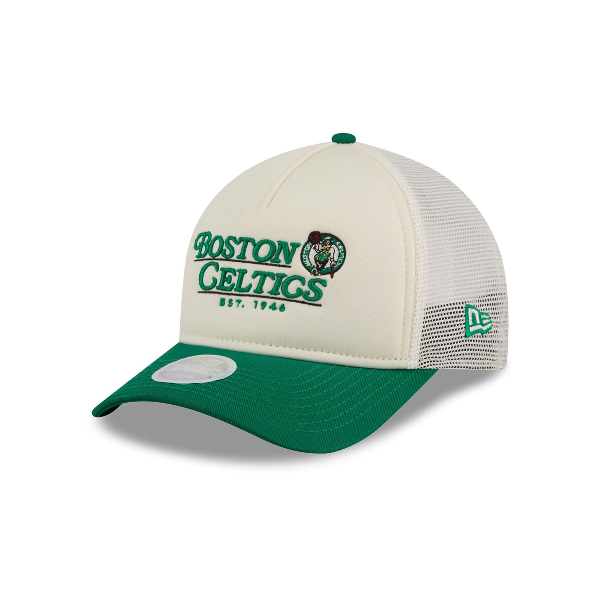 Boston Celtics Retro Chrome Women's White 9FORTY M-Crown A-Frame Trucker Hat