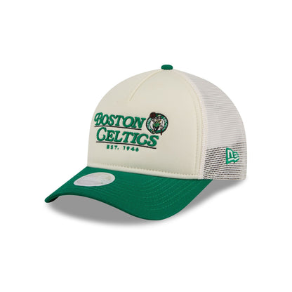 Boston Celtics Retro Chrome Women's White 9FORTY M-Crown A-Frame Trucker Hat