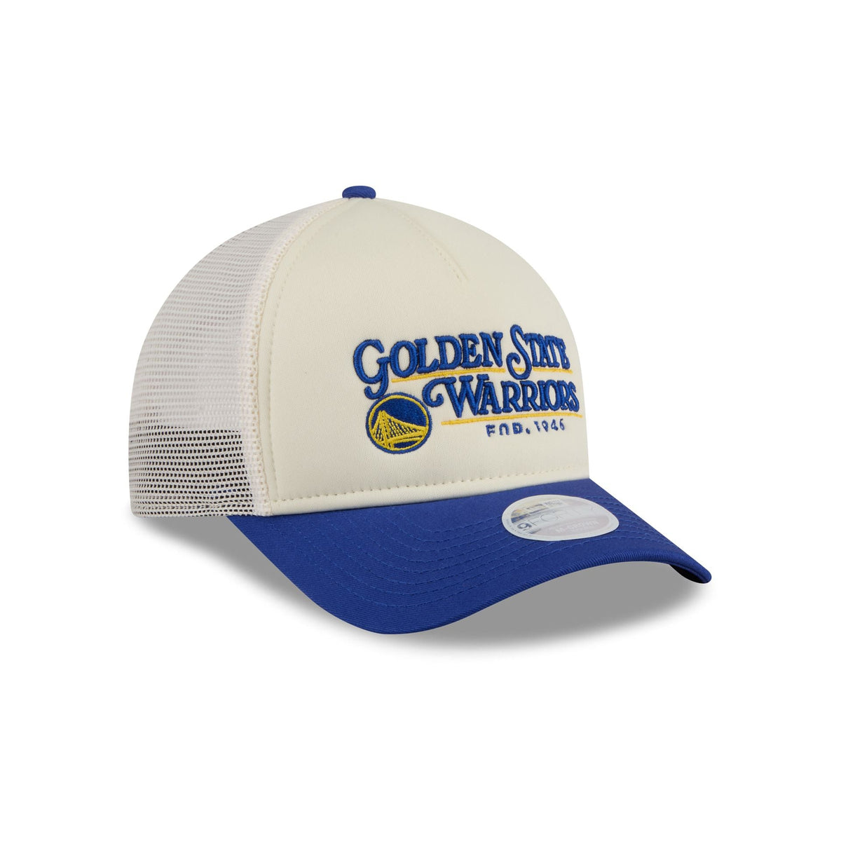 Golden State Warriors Retro Chrome Women's White 9FORTY M-Crown A-Frame Trucker Hat