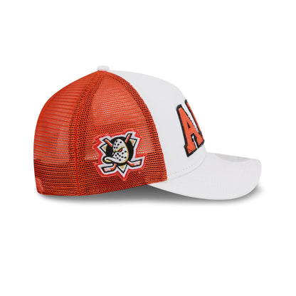 Anaheim Ducks Optic White Felt Logo Women's 9FORTY M-Crown A-Frame Trucker Hat