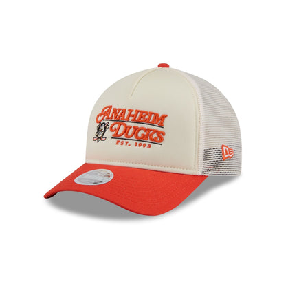 Anaheim Ducks Retro Chrome Women's White 9FORTY M-Crown A-Frame Trucker Hat
