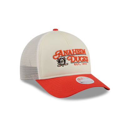 Anaheim Ducks Retro Chrome Women's White 9FORTY M-Crown A-Frame Trucker Hat