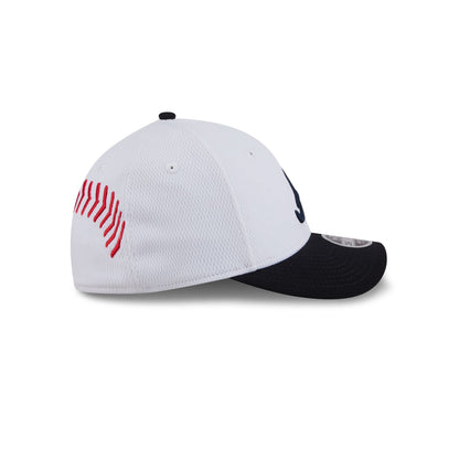 Atlanta Braves Baseball Stitch Kids 39THIRTY M-Crown Stretch Fit Hat