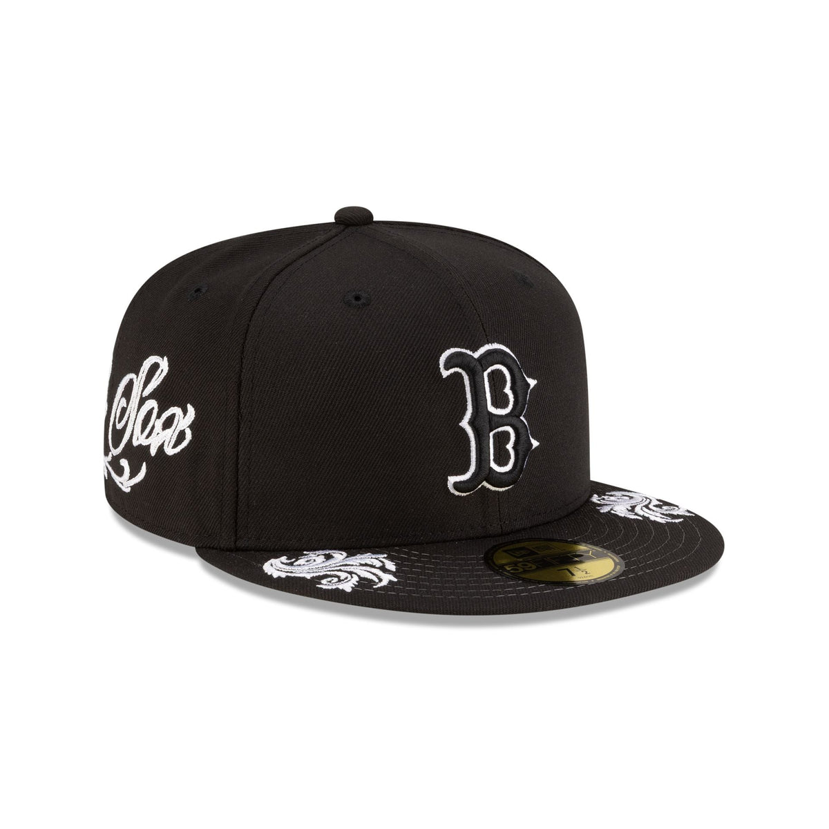 Boston Red Sox Script Black and White 59FIFTY Fitted Hat