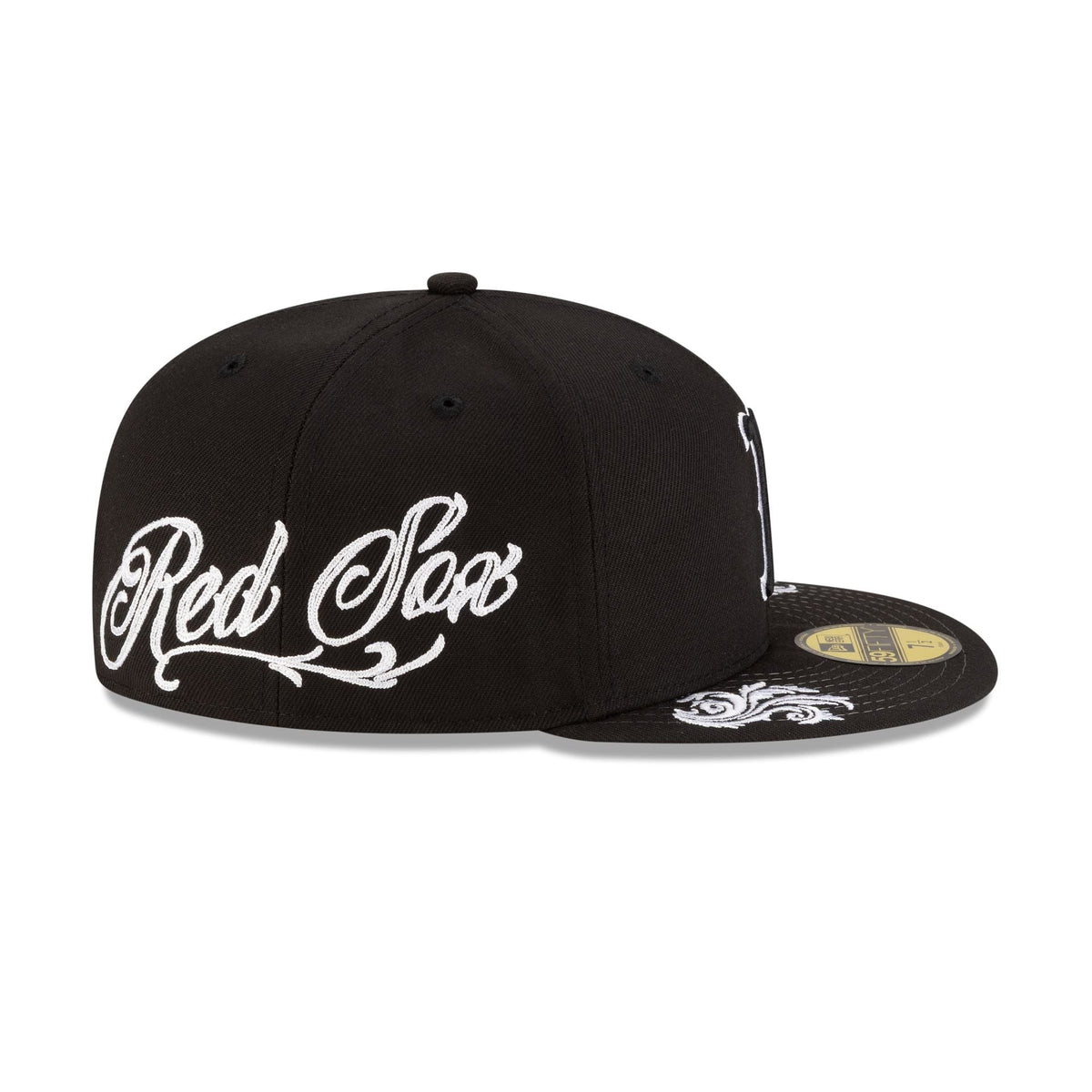 Boston Red Sox Script Black and White 59FIFTY Fitted Hat