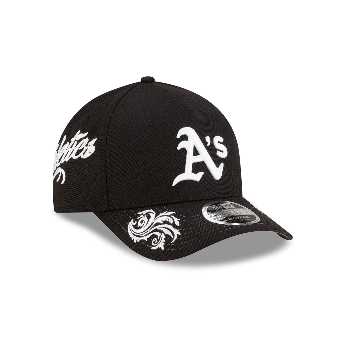 Athletics Script Black and White 9FORTY M-Crown A-Frame Snapback Hat
