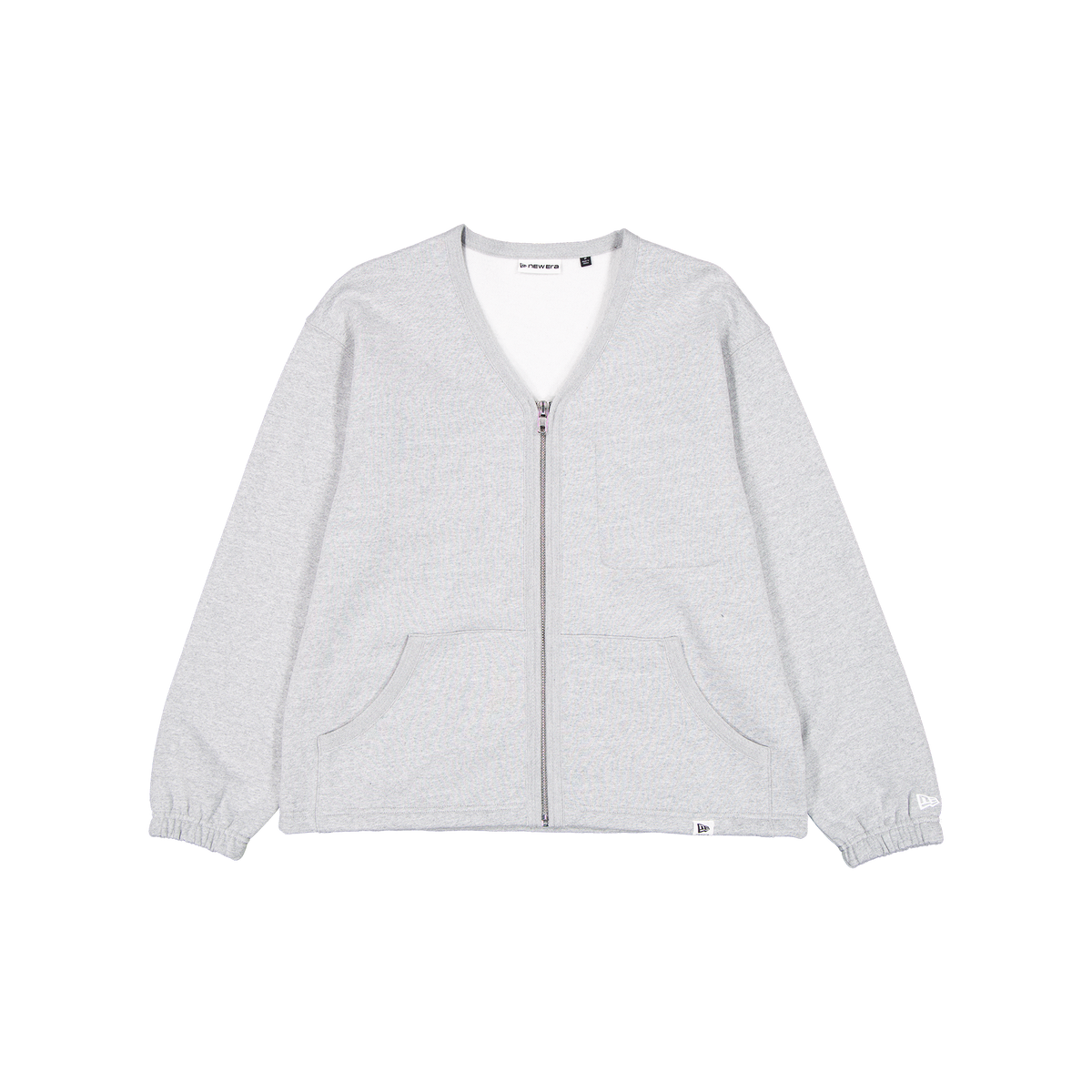 New Era Branded Heather Gray Full-Zip Cardigan