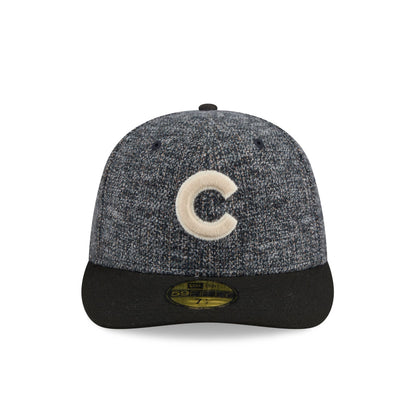 Chicago Cubs Three Looms Tweedy Cotton Black 59FIFTY Fitted Hat