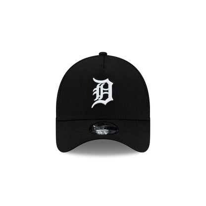 Detroit Tigers Side Script Black 9FORTY A-Frame Trucker Hat