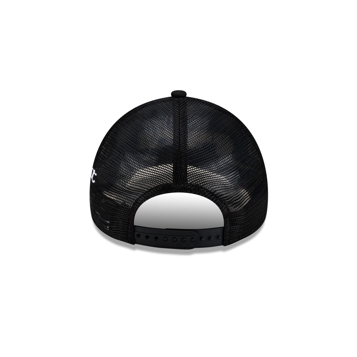 Detroit Tigers Side Script Black 9FORTY A-Frame Trucker Hat
