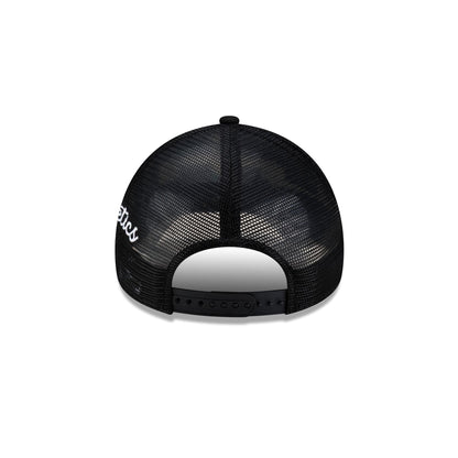 Athletics Side Script Black 9FORTY A-Frame Trucker Hat