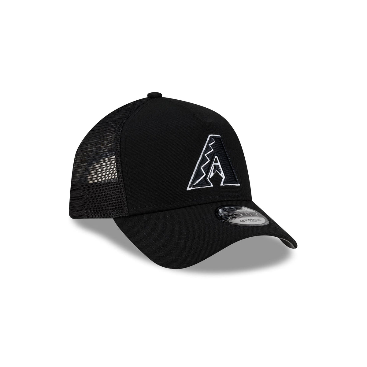 Arizona Diamondbacks Side Script Black 9FORTY A-Frame Trucker Hat