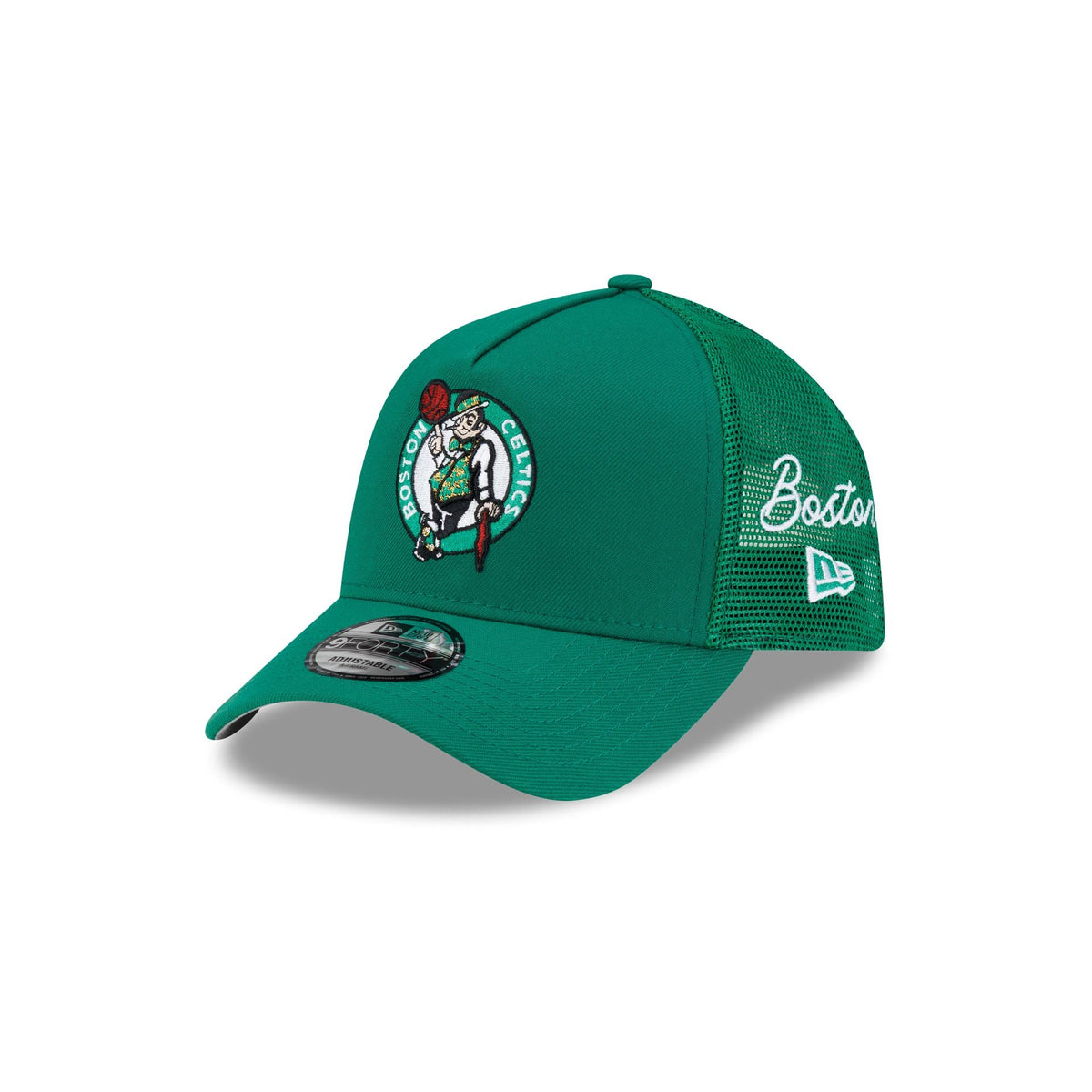 Boston Celtics Side Script 9FORTY A-Frame Trucker Hat
