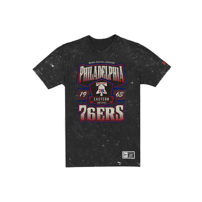 Philadelphia 76ers Throwback Washed Graphic Black T-Shirt