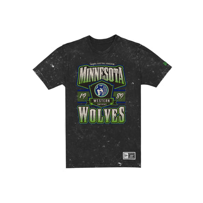 Minnesota Timberwolves Throwback Washed Graphic Black T-Shirt