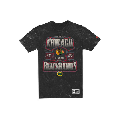 Chicago Blackhawks Throwback Washed Graphic Black T-Shirt