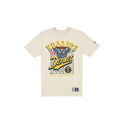 Denver Nuggets Throwback Net Chrome White T-Shirt