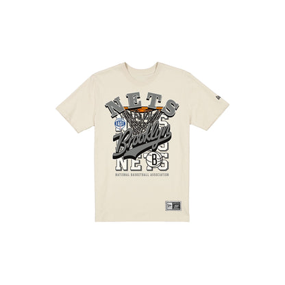 Brooklyn Nets Throwback Net Chrome White T-Shirt