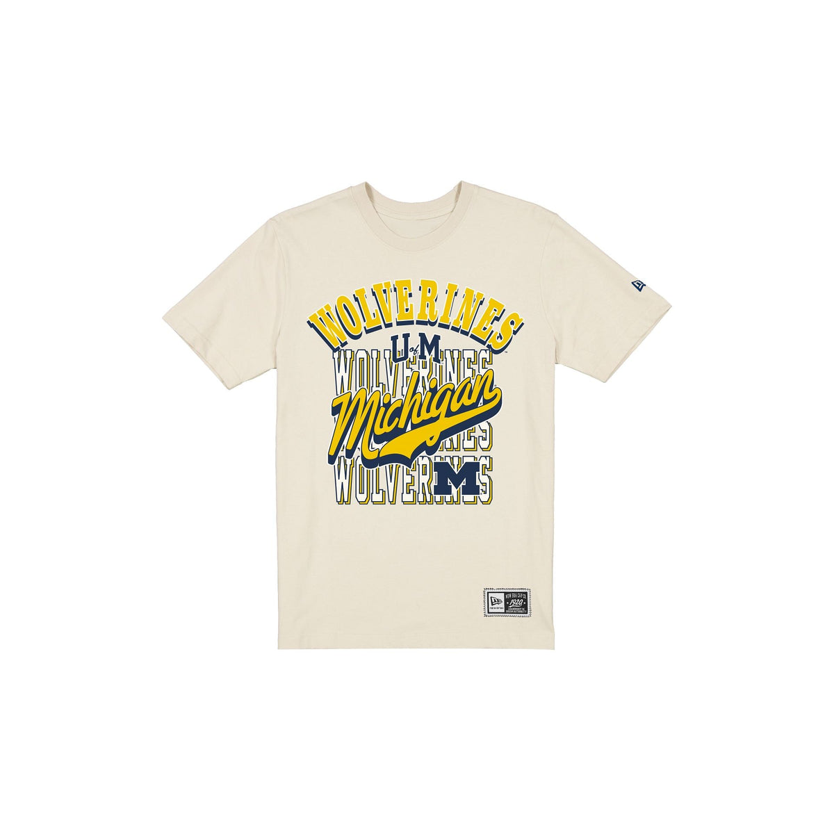 Michigan Wolverines Throwback Script Chrome White T-Shirt