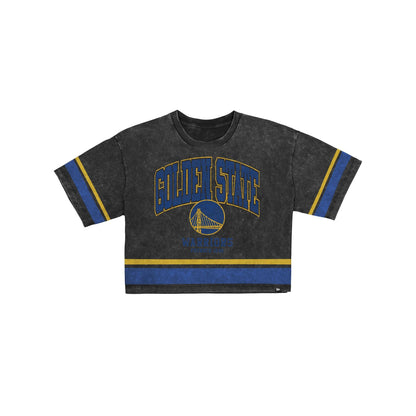 Golden State Warriors Women's Vintage Stripe Cropped T-Shirt