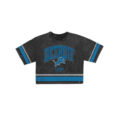 Detroit Lions Women's Vintage Stripe Cropped T-Shirt