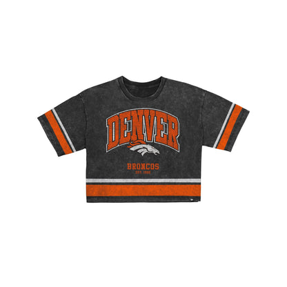 Denver Broncos Women's Vintage Stripe Cropped T-Shirt