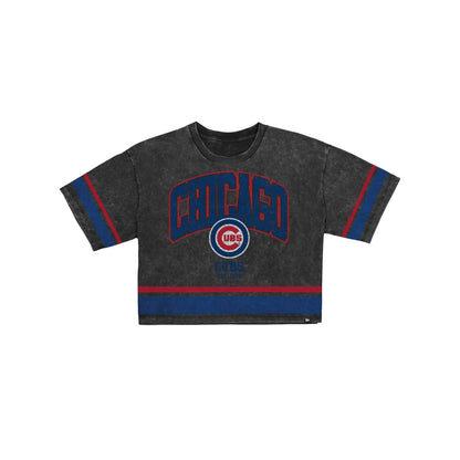 Chicago Cubs Women's Vintage Stripe Cropped T-Shirt