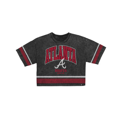 Atlanta Braves Women's Vintage Stripe Cropped T-Shirt