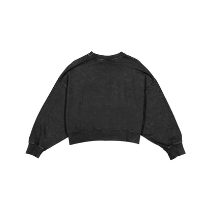 Buffalo Bills Women's Throwback Cropped Washed Black Crewneck