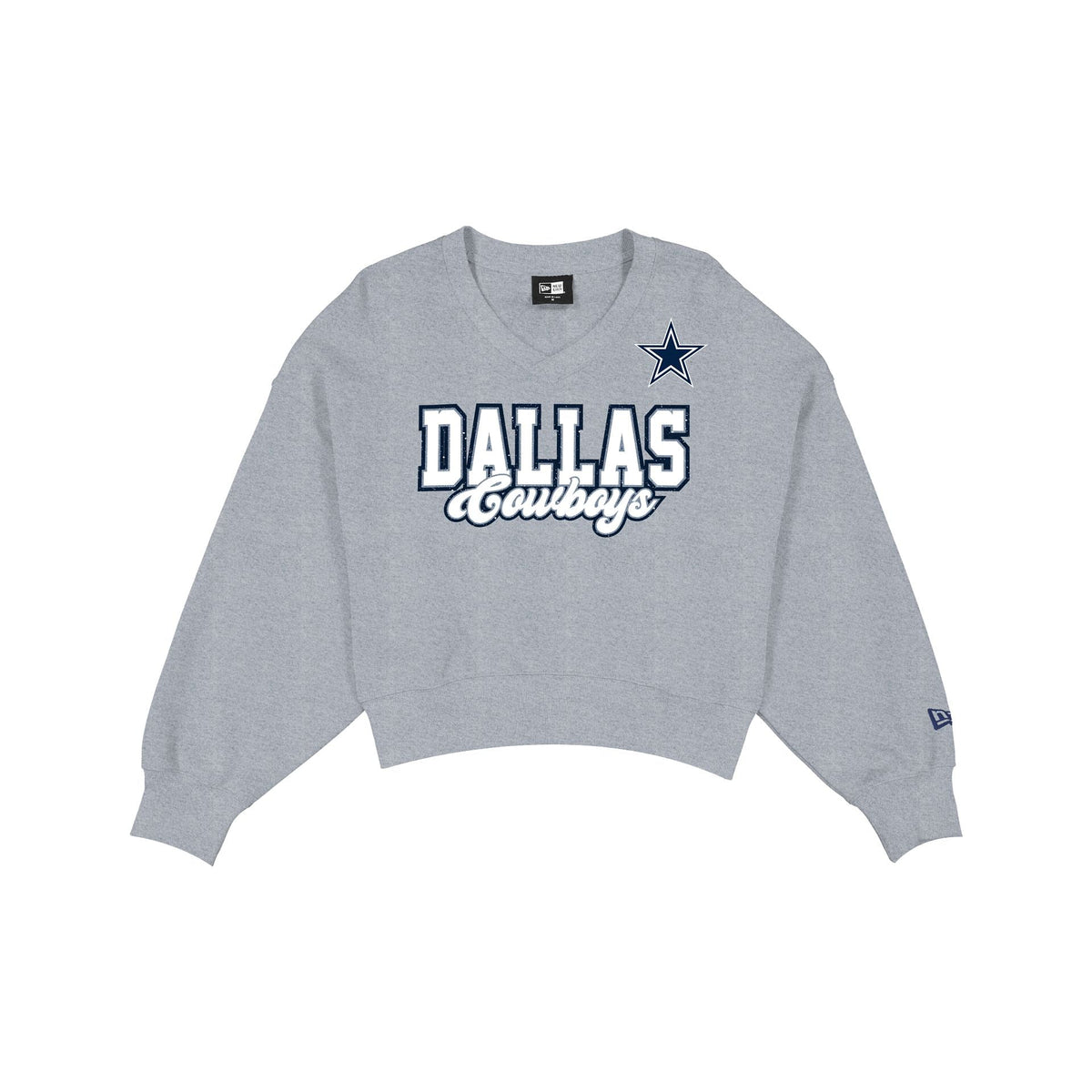 Dallas Cowboys Women's Heather Gray Glitter Crewneck