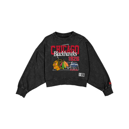 Chicago Blackhawks Women's Throwback Cropped Washed Crewneck