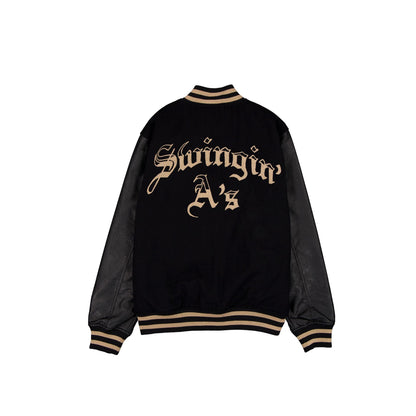 Athletics Gothic Lettering Black Wool Varsity Jacket