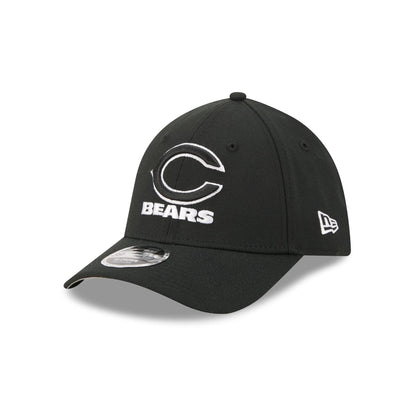 Chicago Bears Poly Black & White 39THIRTY M-Crown Stretch Fit Hat