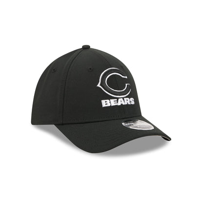 Chicago Bears Poly Black & White 39THIRTY M-Crown Stretch Fit Hat