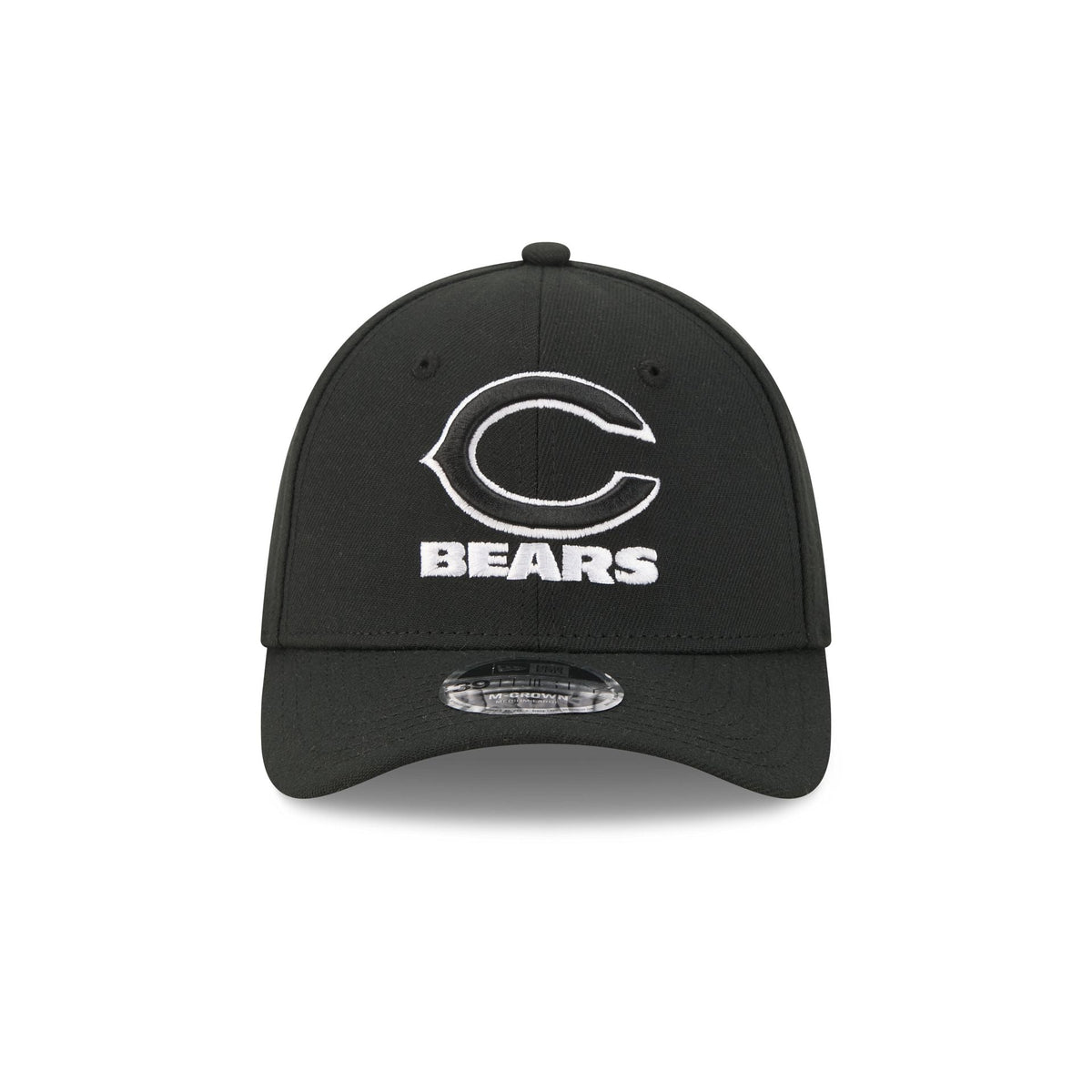 Chicago Bears Poly Black & White 39THIRTY M-Crown Stretch Fit Hat