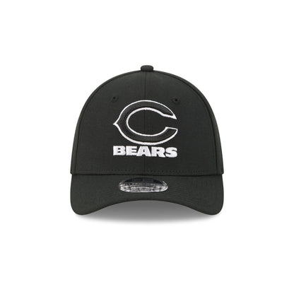 Chicago Bears Poly Black & White 39THIRTY M-Crown Stretch Fit Hat