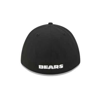 Chicago Bears Poly Black & White 39THIRTY M-Crown Stretch Fit Hat
