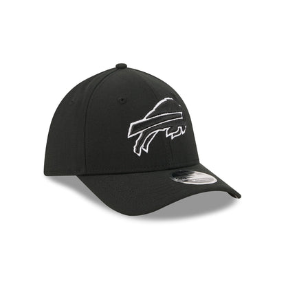 Buffalo Bills Poly Black & White 39THIRTY M-Crown Stretch Fit Hat