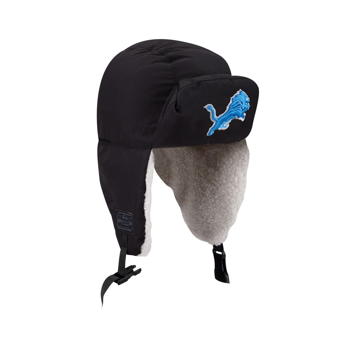 Alpha Industries x Detroit Lions Black Puffer Trapper Hat