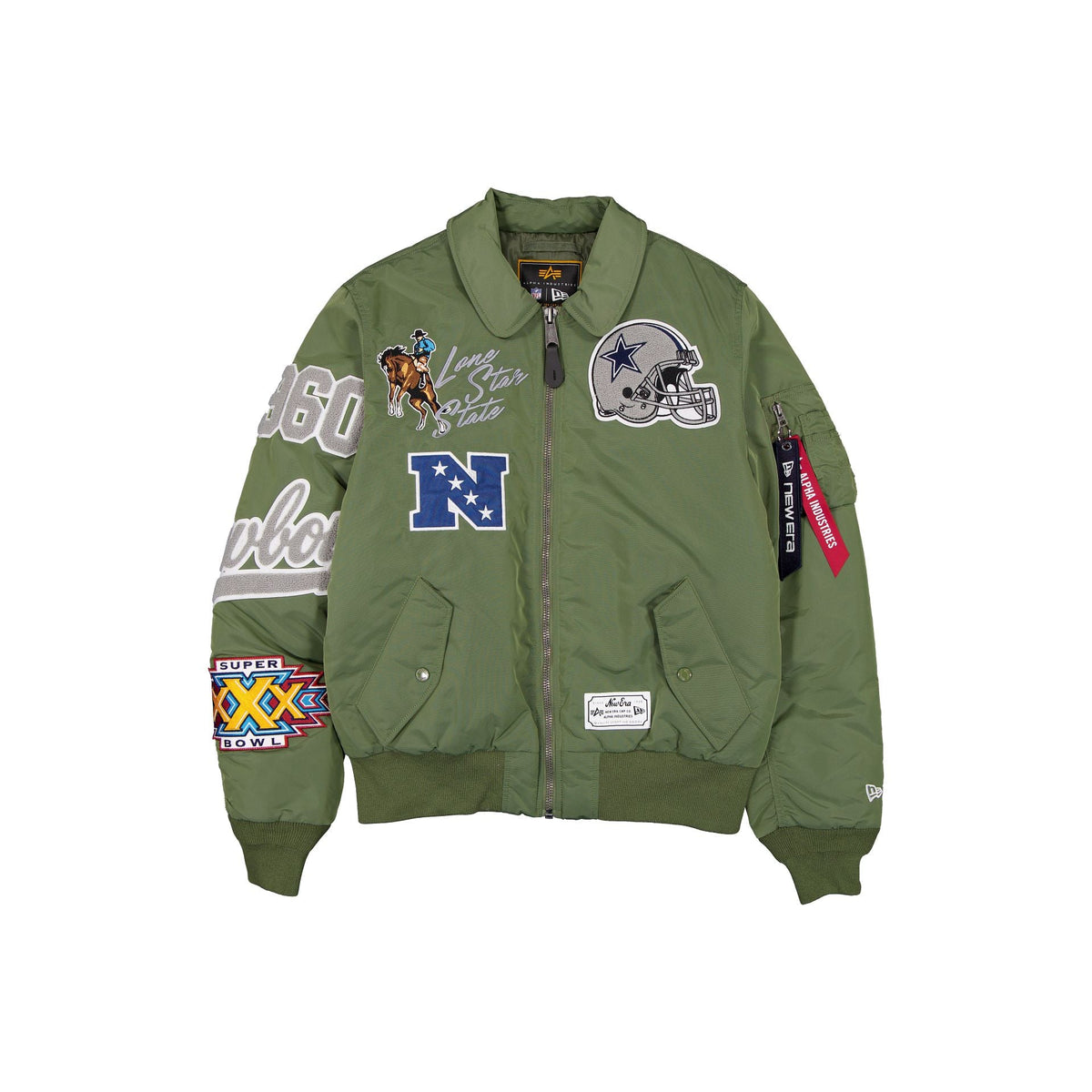 Alpha Industries x Dallas Cowboys Sage Green MA-1 Flight Jacket