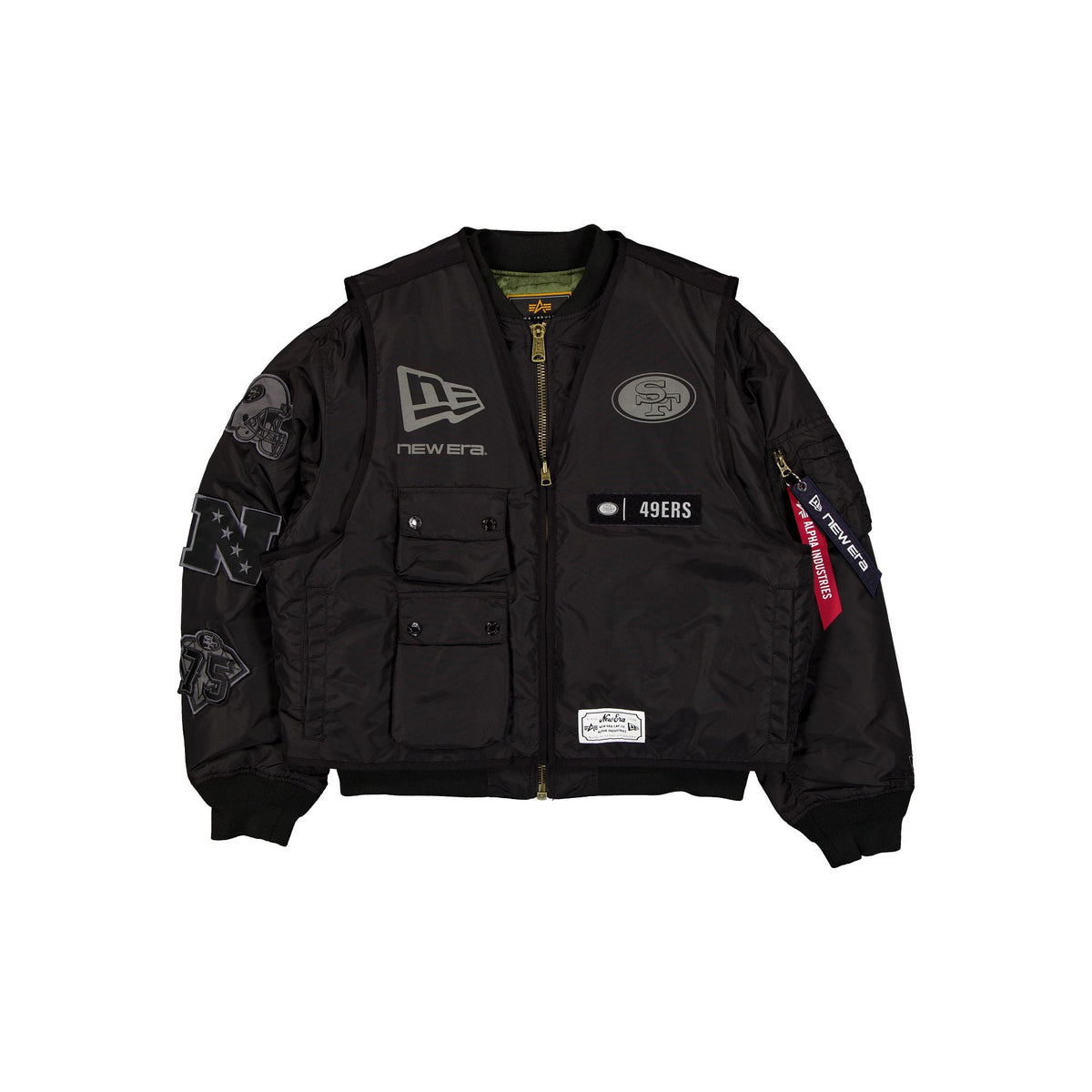 Alpha Industries x San Francisco 49ers Black 2-in-1 MA-1 Flight Jacket + Vest