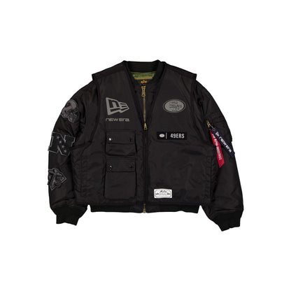 Alpha Industries x San Francisco 49ers Black 2-in-1 MA-1 Flight Jacket + Vest