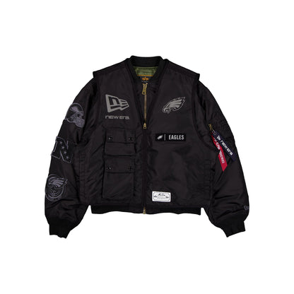 Alpha Industries x Philadelphia Eagles Black 2-in-1 MA-1 Flight Jacket + Vest