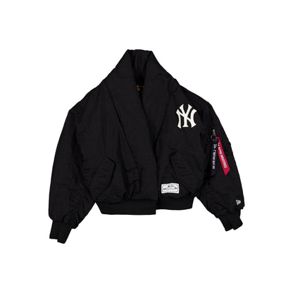 Alpha Industries x New York Yankees Women's Black Shawl Collar Flight Jacket